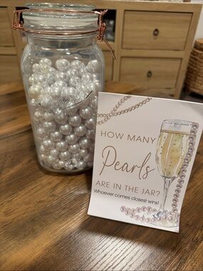 Wedding games -Pearl Guessing Game Jar - White Decorative Pearls for Party Games